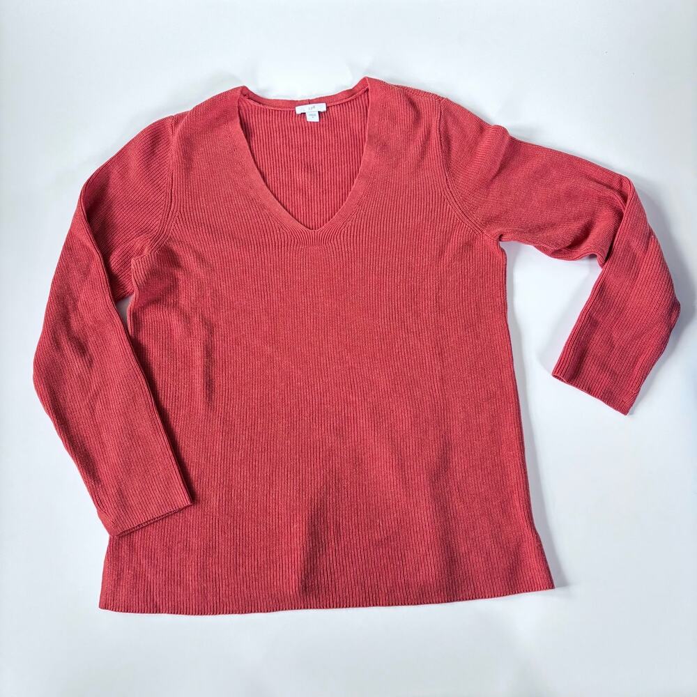 J. Jill Women's Medium Sweater Burnt Orange V Neck